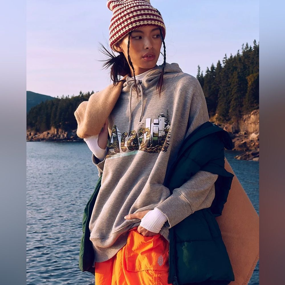 Free People FP Movement Sprint to the Finish Acadia Hoodie National Park Large